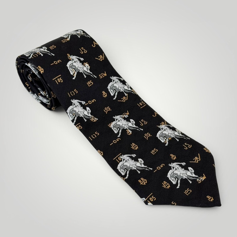Rockmount Ranch Wear Tie Mens OS Black Silk Papa Jack 105 Western Rodeo